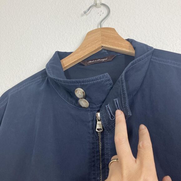 Robert Talbott Jacket Mens Medium Navy Blue Bullit II Moto Bomber Cotton - Picture 8 of 16